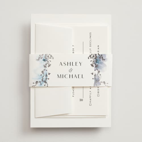 This is a serenity belly bands with foil pressed by Susan Moyal called layered florals printing on signature text in belly band