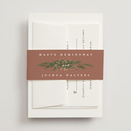 This is a latte belly bands with foil pressed by Leah Bisch called winter garland printing on signature text in belly band