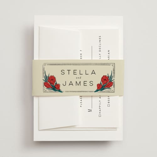 This is a birch belly bands with foil pressed by Shiny Penny Studio called deco spring florals printing on signature text in belly band