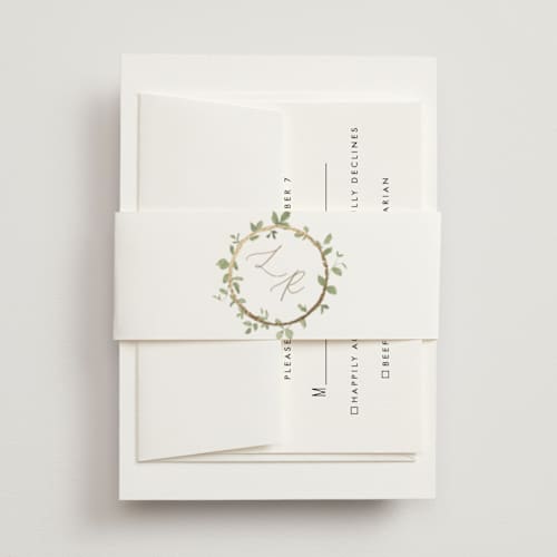 This is a ivy belly bands with foil pressed by Everett Paper Goods called canopy printing on signature text in belly band