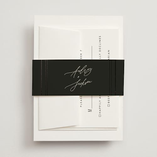 This is a truffle belly bands with foil pressed by Vera Lim called the arc printing on signature text in belly band