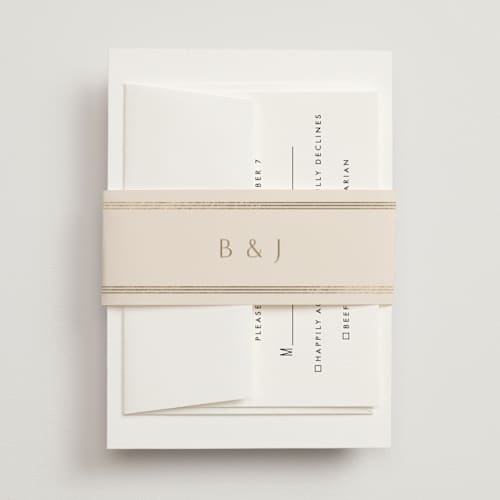 This is a latte belly bands with foil pressed by Kristie Kern called soleil printing on signature text in belly band