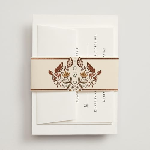 This is a leaf belly bands with foil pressed by Erin German called autumnal arch printing on signature text in belly band