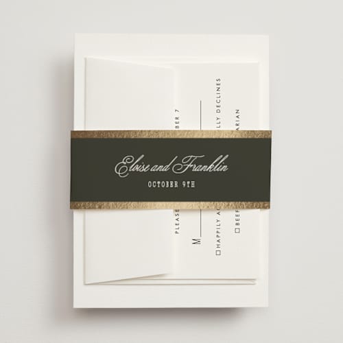 This is a graphite belly bands with foil pressed by Everett Paper Goods called hillside printing on signature text in belly band
