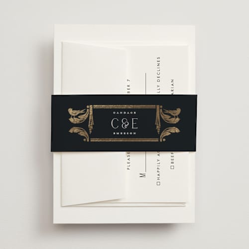 This is a onyx belly bands with foil pressed by Ana de Sousa called mirror printing on signature text in belly band