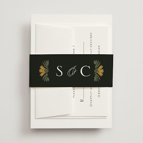 This is a buttercup belly bands with foil pressed by Jen Owens called embellished printing on signature text in belly band