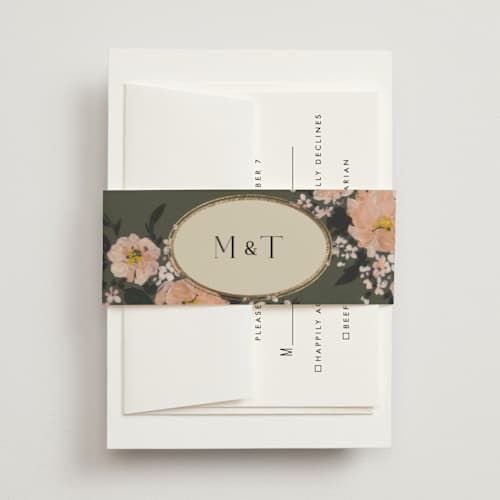 This is a thyme belly bands with foil pressed by Itsy Belle Studio called madison printing on signature text in belly band