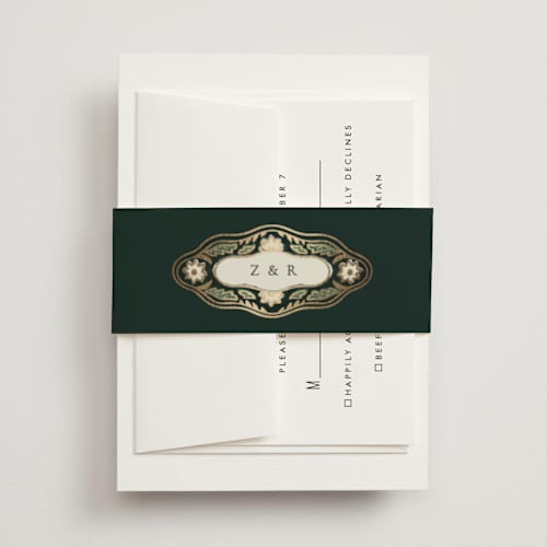 This is a emerald belly bands with foil pressed by Jen Owens called frame printing on signature text in belly band