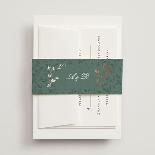 This is a eucalyptus belly bands with foil pressed by Simona Camp called southern romance printing on signature text in belly band
