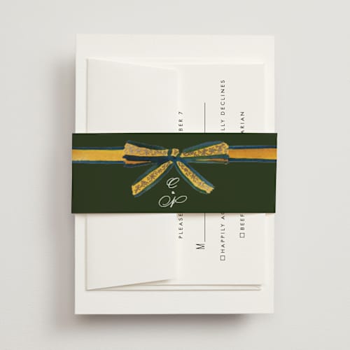 This is a golden belly bands with foil pressed by Claudia Orengo called tuileries printing on signature text in belly band