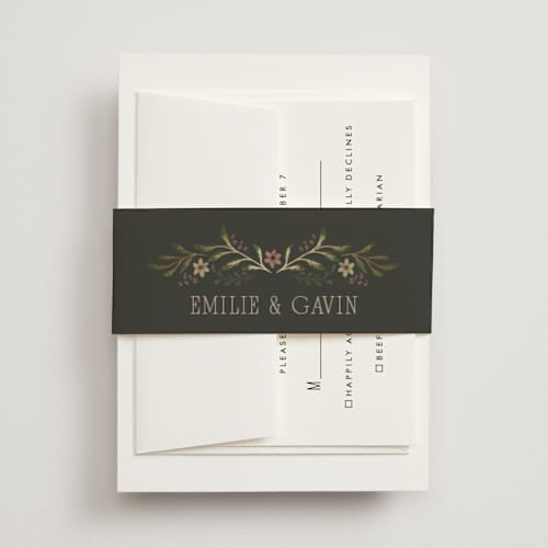 This is a noir belly bands with foil pressed by Randi Cirelli called emilie printing on signature text in belly band