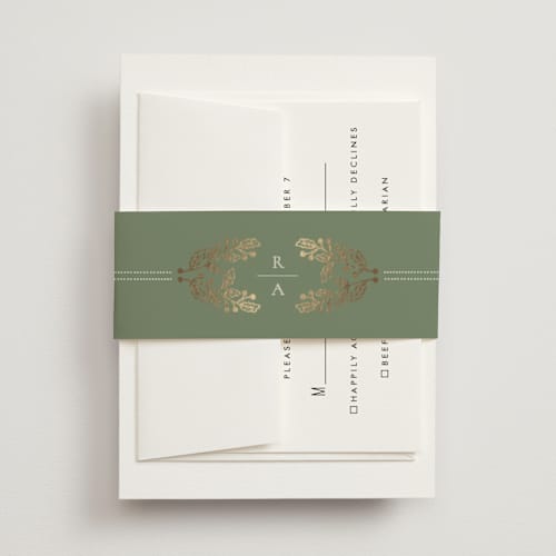 This is a fern belly bands with foil pressed by Jen Owens called vine wrap printing on signature text in belly band