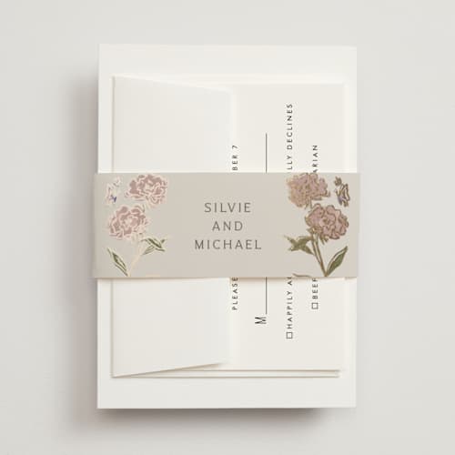 This is a petal belly bands with foil pressed by Nicoletta Savod called parisian garden printing on signature text in belly band