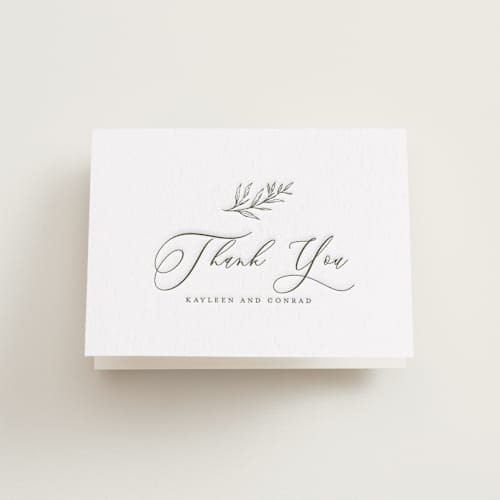 This is a artichoke wedding thank you cards with letterpress by chocomocacino called creme au beurre printing on coventry320 in standard