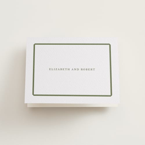 This is a artichoke wedding thank you cards with letterpress by Megan Davis called bevel printing on coventry320 in standard