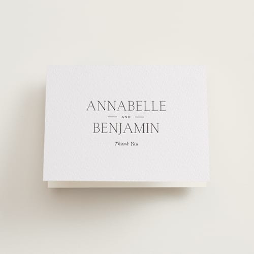 This is a soft black wedding thank you cards with letterpress by Oscar and Emma - Karly Depew called perennial printing on coventry320 in standard