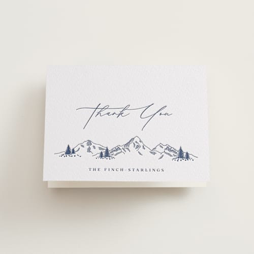 This is a blueberry wedding thank you cards with letterpress by Olivia Raufman called arête printing on coventry320 in standard