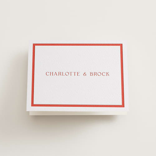 This is a verona sunset wedding thank you cards with letterpress by Megan Davis called racquet printing on coventry320 in standard