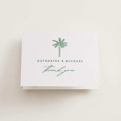 This is a fern wedding thank you cards with letterpress by Creo Study called iconic printing on coventry320 in standard