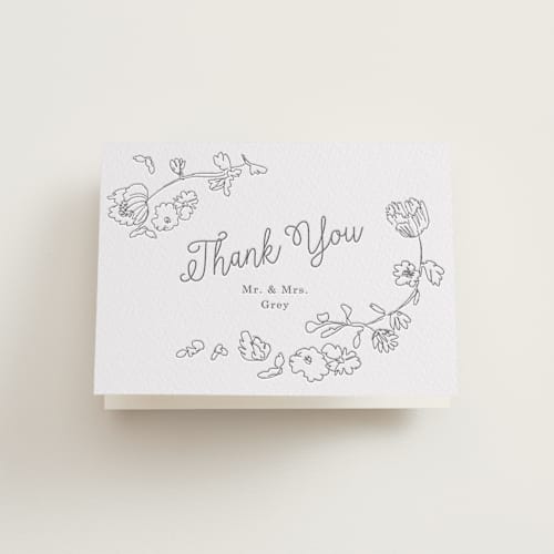 This is a smoke wedding thank you cards with letterpress by Baumbirdy called note printing on coventry320 in standard