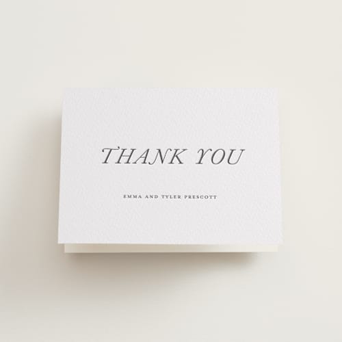 This is a graphite wedding thank you cards with letterpress by Eric Clegg called magnolia printing on coventry320 in standard