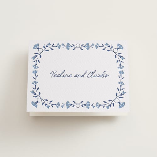This is a lapis | pacific blue wedding thank you cards with letterpress by Tamara Hilje called talavera printing on coventry320 in standard