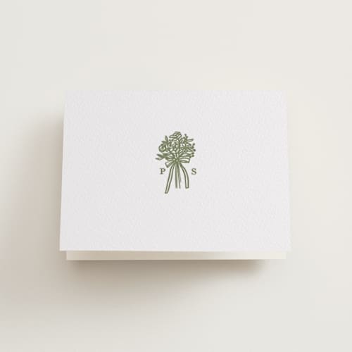 This is a artichoke wedding thank you cards with letterpress by Lori Wemple called wedding bouquet printing on coventry320 in standard