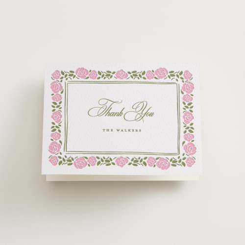 This is a olive | lotus wedding thank you cards with letterpress by Creo Study called vintage blooms printing on coventry320 in standard
