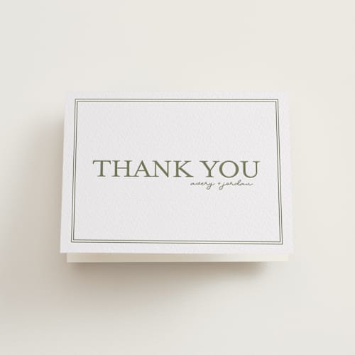 This is a artichoke wedding thank you cards with letterpress by Brittney Jensen called the verdure suite printing on coventry320 in standard