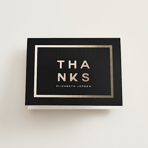 This is a midnight wedding thank you cards with standard by Jean Rose called stylish bachelorette printing on strathmore in standard