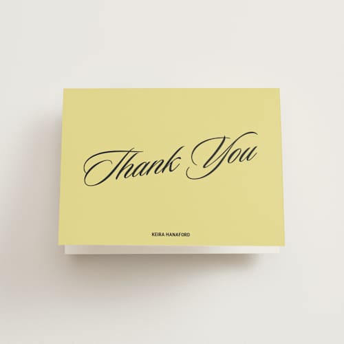 This is a butter wedding thank you cards with standard by Inkblot Design called cocktails and convos printing on strathmore in standard