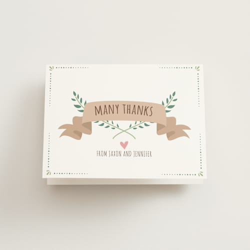 This is a chocolate wedding thank you cards with standard by Jennifer Bianchi called natural romance printing on strathmore in standard