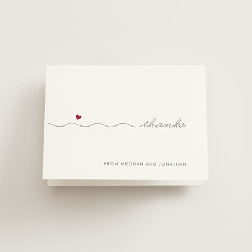 This is a red hot wedding thank you cards with standard by Kim Dietrich Elam called love connection printing on strathmore in standard