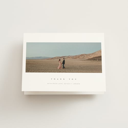 This is a salt wedding thank you cards with standard by Stephanie Hawkes called krista printing on strathmore in standard