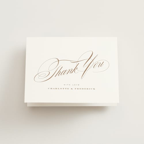 This is a cocoa wedding thank you cards with standard by chocomocacino called gelt printing on strathmore in standard