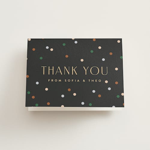 This is a midnight wedding thank you cards with standard by Ellen Schlegelmilch called let's toast printing on strathmore in standard