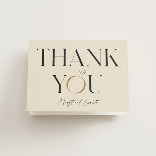 This is a buttercream wedding thank you cards with standard by Robert and Stella called mr. & mrs. printing on strathmore in standard