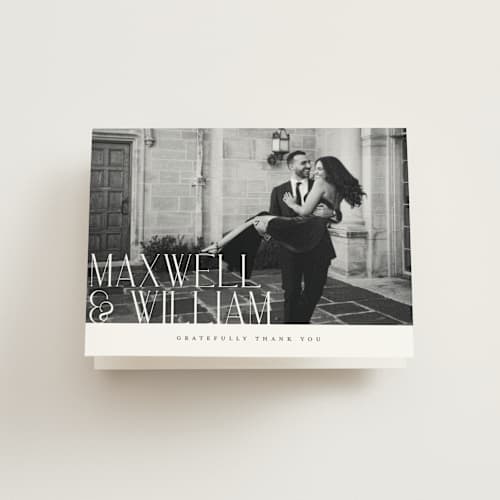 This is a ink wedding thank you cards with standard by Ana de Sousa called modern editorial printing on strathmore in standard