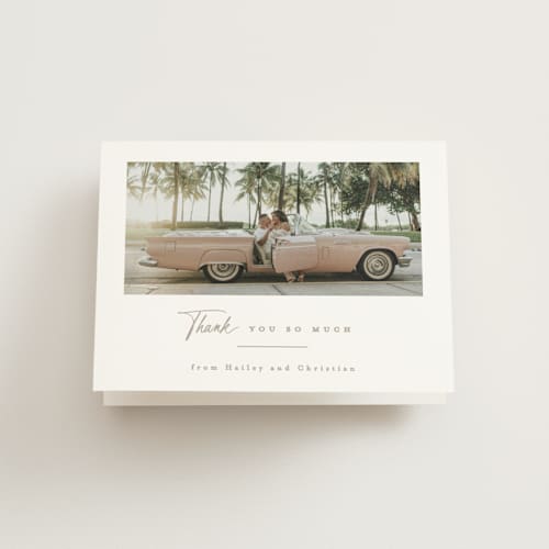 This is a moonstone wedding thank you cards with standard by Creo Study called cinemascopic printing on strathmore in standard