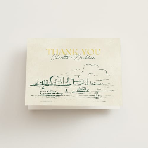 This is a island citrus wedding thank you cards with standard by Pixel and Hank called coastal drift printing on strathmore in standard