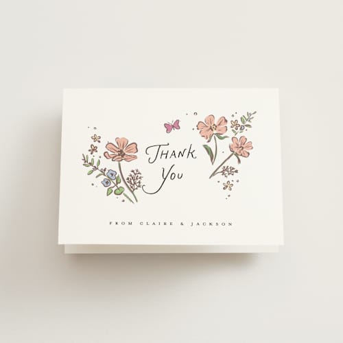 This is a carnation wedding thank you cards with standard by Itsy Belle Studio called wildly in love printing on strathmore in standard