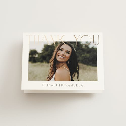 This is a snow wedding thank you cards with foil pressed by Yaling Hou Suzuki called modern take printing on strathmore in standard