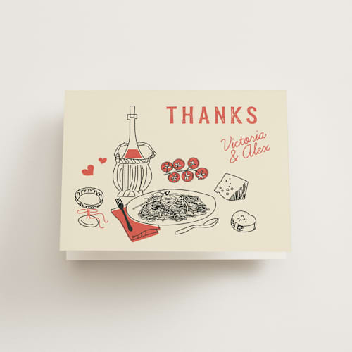 This is a tomato bridal shower thank you cards with standard by Sherley Ferreira called that's amore printing on strathmore in standard