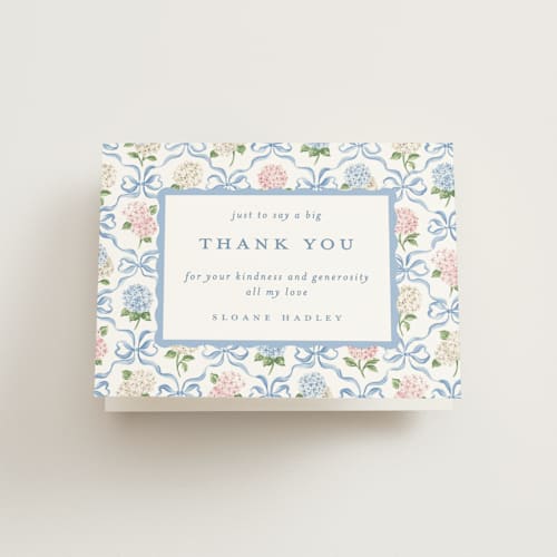 This is a cloud bridal shower thank you cards with standard by Sarah Knight called martha printing on strathmore in standard