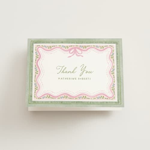 This is a garden glory bridal shower thank you cards with standard by Creo Study called bride to be printing on strathmore in standard