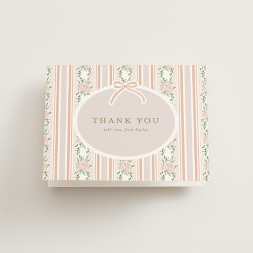 This is a petal bridal shower thank you cards with standard by Jennifer Postorino called sweet celebration printing on strathmore in standard