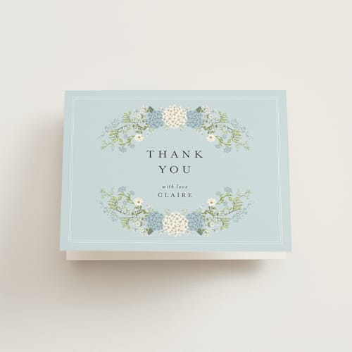This is a cerulean bridal shower thank you cards with standard by Susan Moyal called wedgewood printing on strathmore in standard