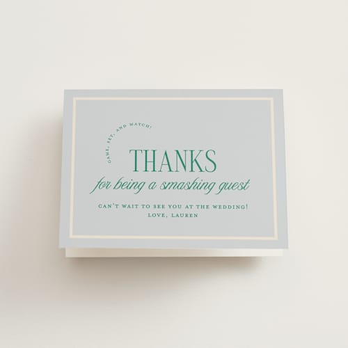 This is a sky bridal shower thank you cards with standard by Leia Matt called racquet club printing on strathmore in standard