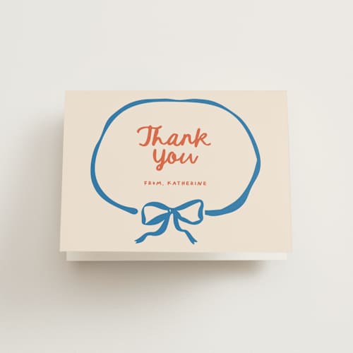 This is a wave bridal shower thank you cards with standard by Creo Study called minimal bow printing on strathmore in standard
