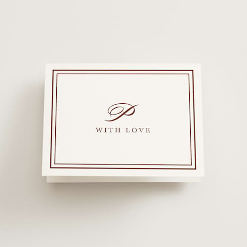 This is a mahogany bridal shower thank you cards with standard by Katie Ylinen called east coast formal printing on strathmore in standard